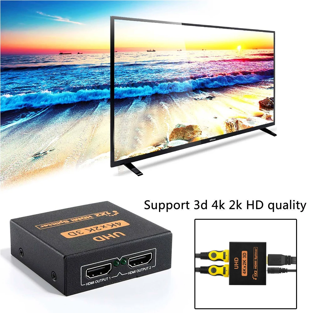 4 K Ультра HD перфоратор 1x2 1 в 4 Выход HDMI разветвитель Versterker HDCP двойной Дисплей Voor HDTV DVD PS3 Xbox 1 в 2 из Разделитель с мультимедийным интерфейсом высокой четкости