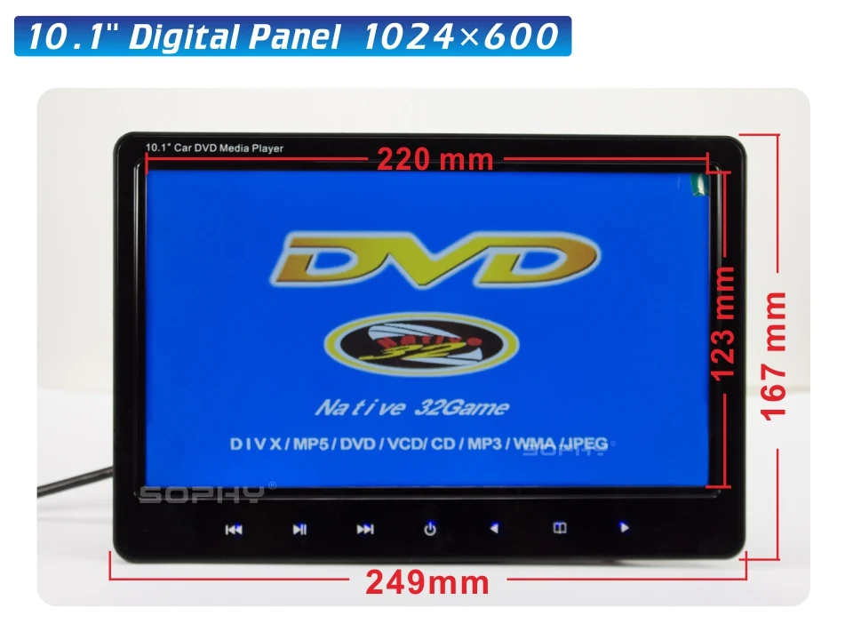 10,1 дюймов цифровой экран Автомобильный Подголовник DVD видео плеер заднего сиденья DVD-9/CD/VCD/USB/SD/HDMI/IR/FM/игры/колонки
