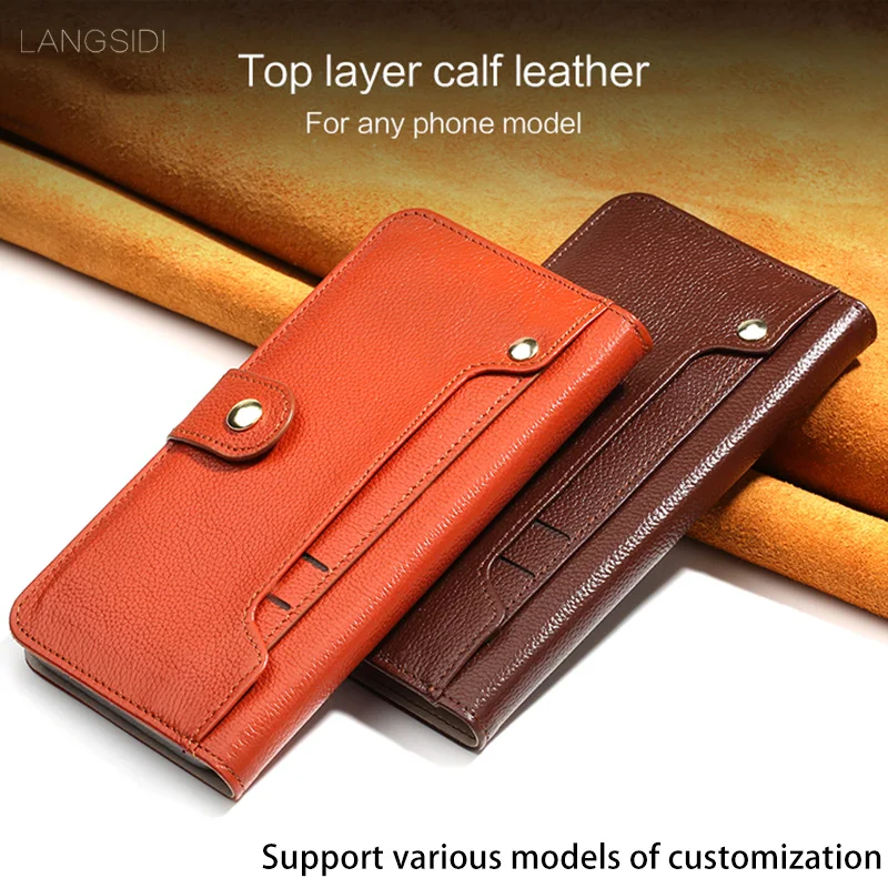 

Genuine Leather Flip case For Xiaomi Mi 4C Litchi texture rotate external Card Slots Magnetic buckle Wallet Style holster