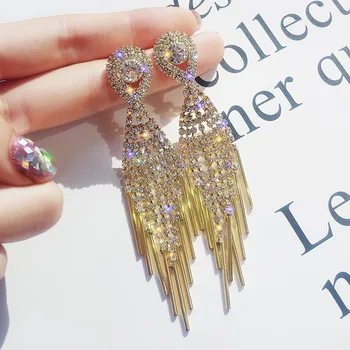 

S925 Silver Needle Luxury Crystal from Swarovskis Tassel Earrings Women Exaggerated Long Mother's Day Gift Wedding Jewelry