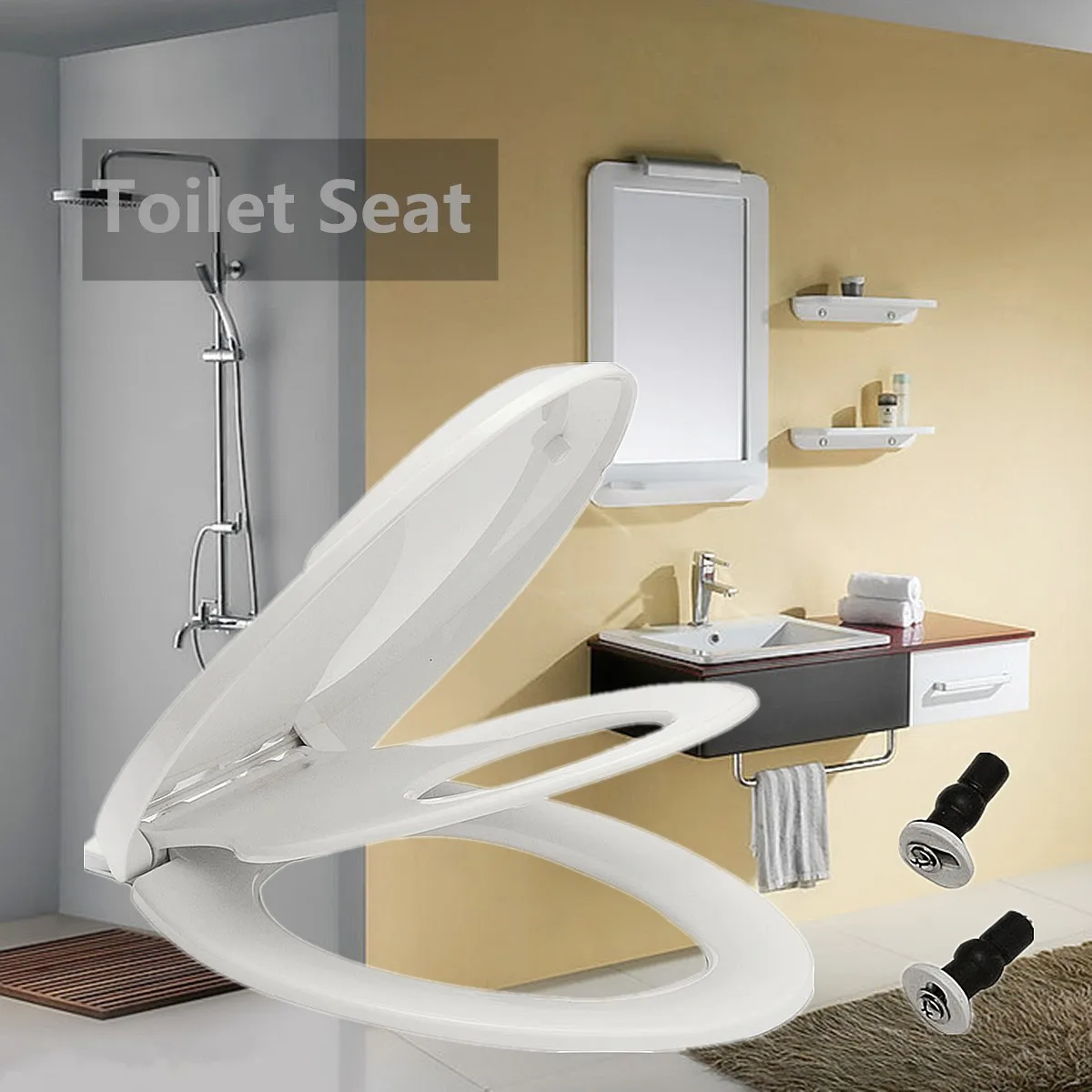 

V-shaped Adult Thicken Toilet Seat Cover with Built-in Child Potty Training Seat Replacement Universal Slow-Close Toilet Seats