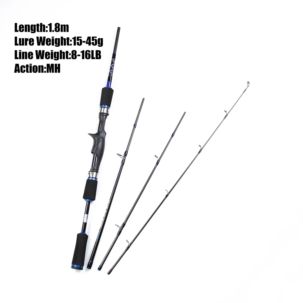 ROSEWOOD 8-Piece Portable Fishing Lure Rod Spinning Casting Handle In One Rod 10-30g 15-45g Lure Weight Travel Rod With Bag  (4)