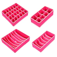 

Folding 4PCS Storage Boxes Ties Sock Shorts Bra Underwear Divider Drawer Lidded Closet Home Organizer Ropa Interior Organizador