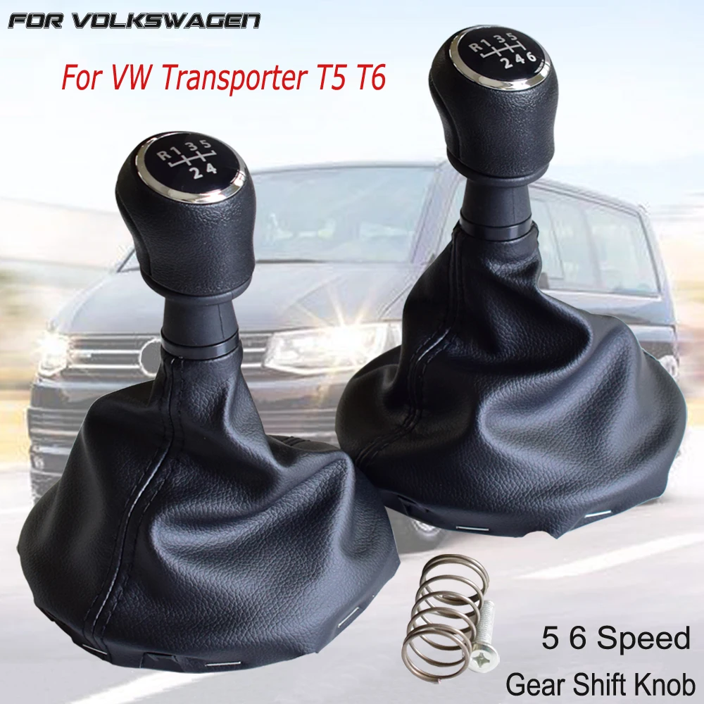 

5 Speed 6 Speed Car Gear Shift Knob For Volkswagen VW Transporter T5 T5.1 Gp 2003-2011 T6 Black Panel With Dust-proof Cover