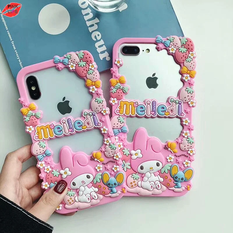 

PINK LIPS 3D Cartoon Pink Girl Soft Silicone transparent Phone Case 7 8 Plus 6 6s X XR XS Max Cute For iPhone