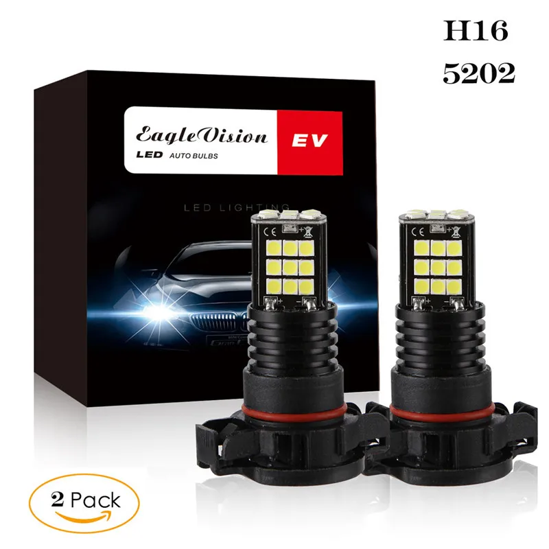 WUPP противотумансветильник 2 шт. H16 5202 3030 24 SMD светодиодные передние фары Вт 6000K
