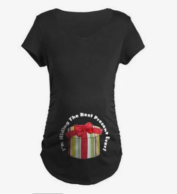 Одежда для беременных; футболки с мультяшным принтом; топы для беременных; футболки для беременных женщин; Рождественская Одежда для беременных; большие размеры - Цвет: Box Black Tee