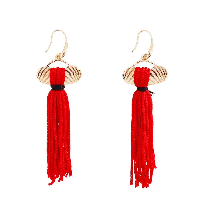 

Handmade Red Tassel Earrings for Women 3colors Pendant Long Earring Bohemian Statement Earrings Vintage Jewelry Brincos 2019