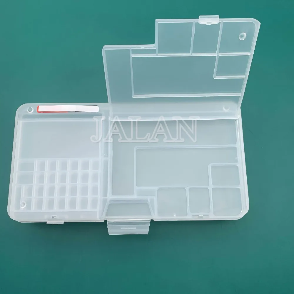 

Grids Adjustable repair tool for iphone Motherboard LCD Screws Chips Small Component Transparent Plastic Storage Box Case