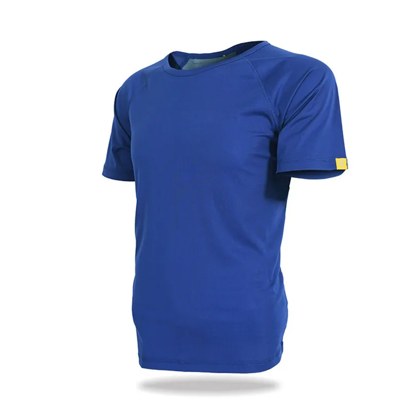 Мужская Летняя туристическая футболка с круглым вырезом, дышащая быстросохнущая футболка, Мужская футболка для активного отдыха, альпинизма, спорта, рыбалки - Цвет: navy blue