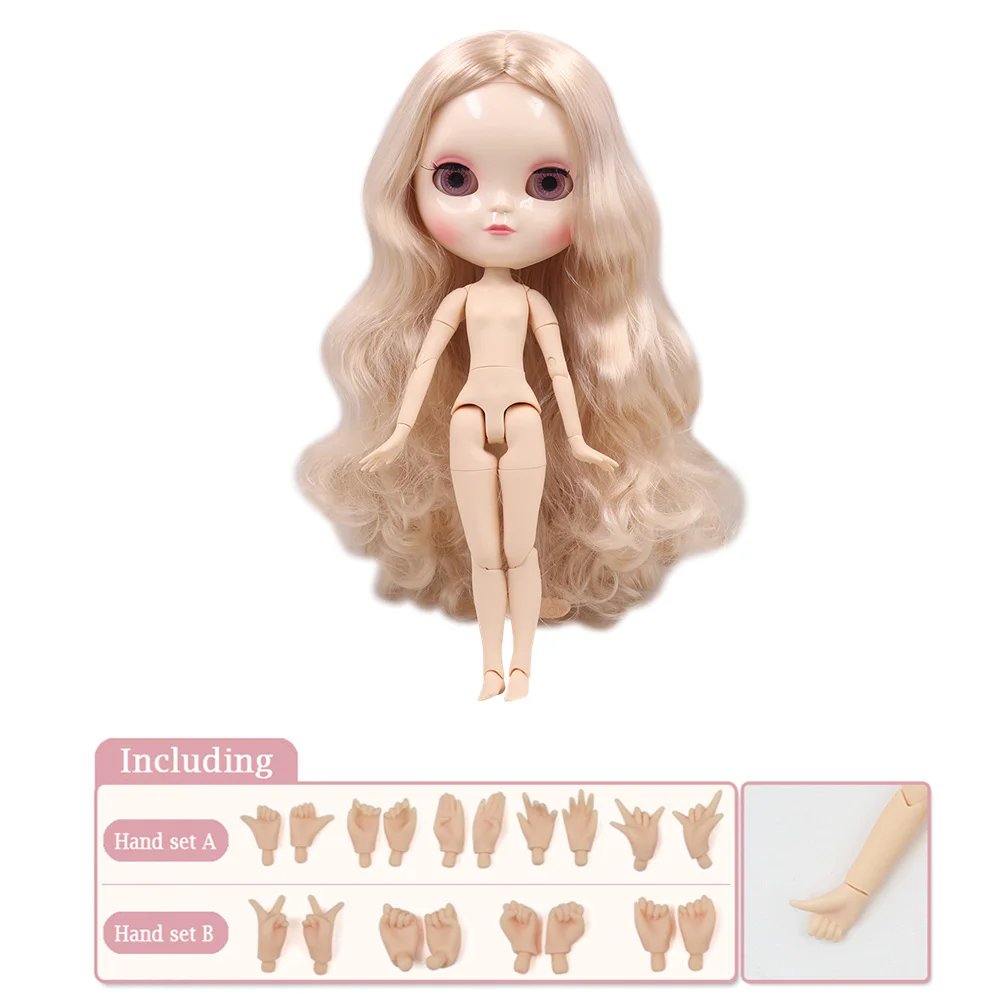 

ICY Doll 1/6 wild light golden curls hair white skin A-cup joint body including hand set AB like the blyth doll 30cm toys