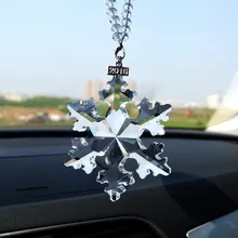JQJ Crystal Snowflakes Ornaments Sun Catcher Snowflake Clear Crystals Car Christmas Gift Rear View Mirror Accessories