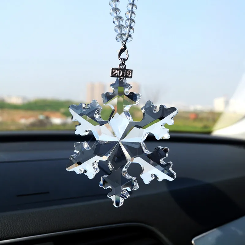 JQJ Crystal Snowflakes Ornaments Sun Catcher Snowflake Clear Crystals font b Car b font Christmas Gift