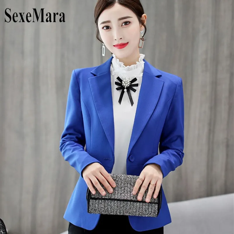 SexeMara 2019 Spring Autumn And New Solid Fashion Korean Version Of the Large Size Was Thin Suit Casual Ladies Wild Suit Coat