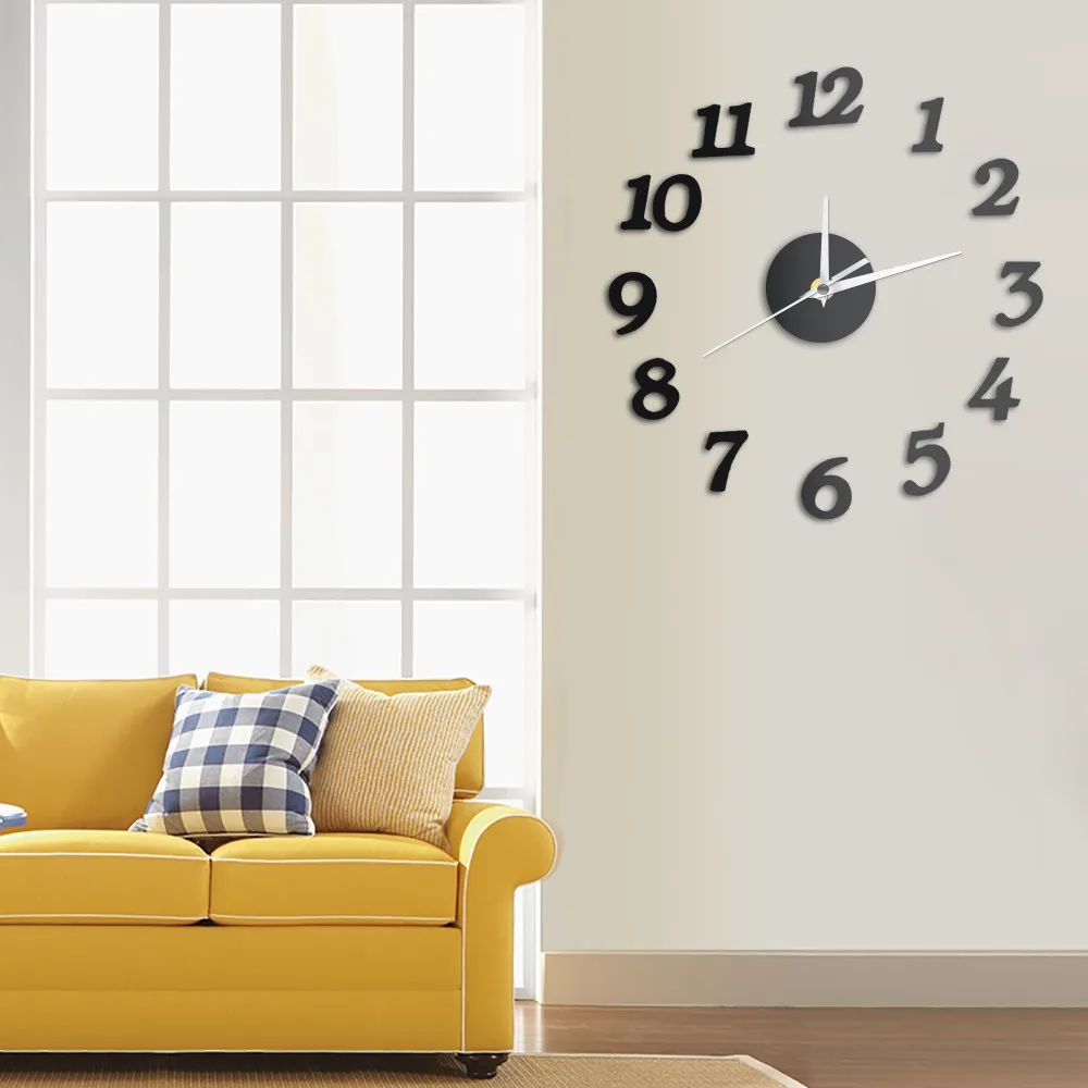 Современные Акриловые DIY настенные часы бесшумные цифровые часы для гостиной Уникальные Кварцевые Часы настенные наклейки украшение дома