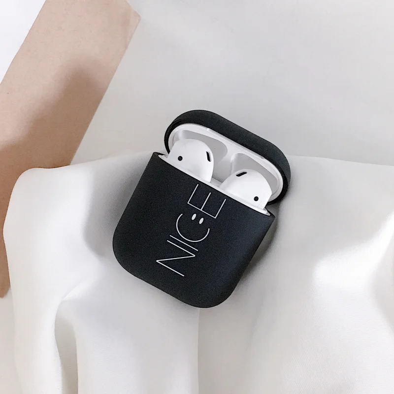 Жесткий чехол для наушников для Apple Airpods 1/2 противоударный чехол для Apple гарнитура для Airpods чехол s Матовый розовый защитный чехол для пары - Цвет: Черный