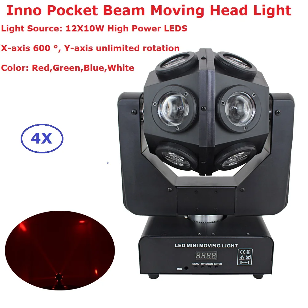 

4XLot LED Moving Head Lights Beam 12X10W High Power RGBW 4IN1 Color Mixing 13/15 DMX Channel Stage Dj Disco Lighting Equipments