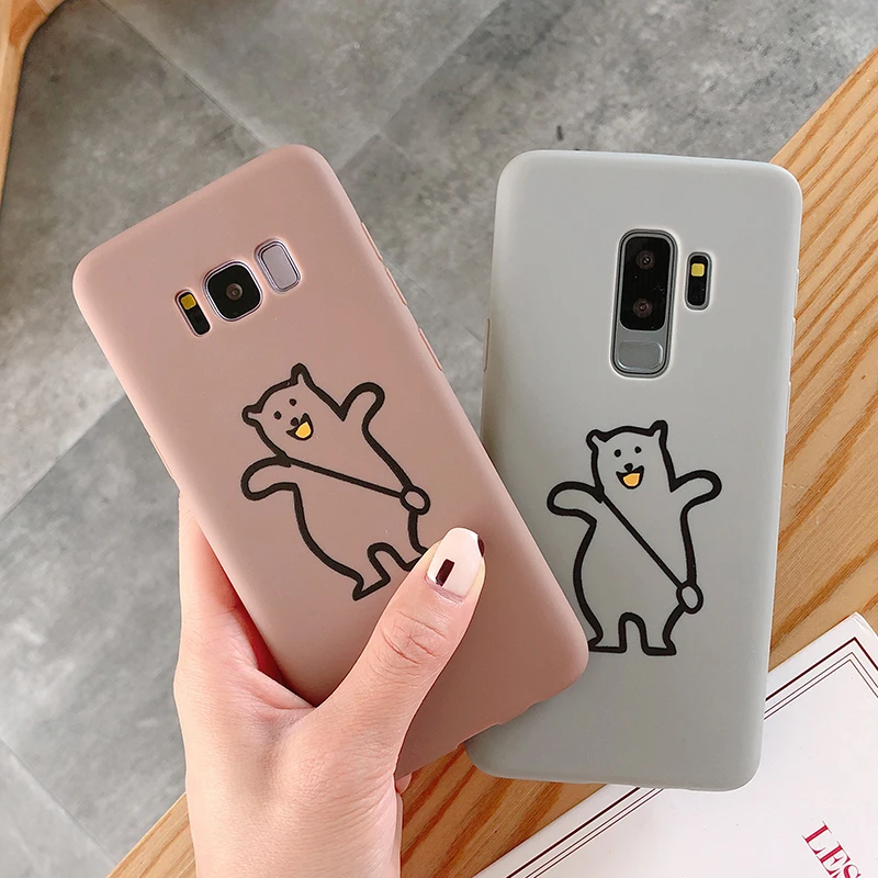 

Ourpho Cartoon Funny Satchel Bear Soft TPU Cases For Samsung Note 8 9 Cute Animal Phone Cover For Samsung Galaxy S8 S9 Plus