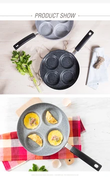 

24 CM Creative Non-stick Eggs Ham PanCake Maker Frying Pans No Oil-smoke Breakfast 4 in 1 Grill Pan Gas Cooker