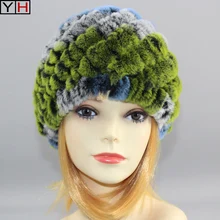 Женская меховая шапка натуральный мех кролика рекс шапка вязаная, головные уборы для зимы женская модная теплая шапка из меха кролика рекс