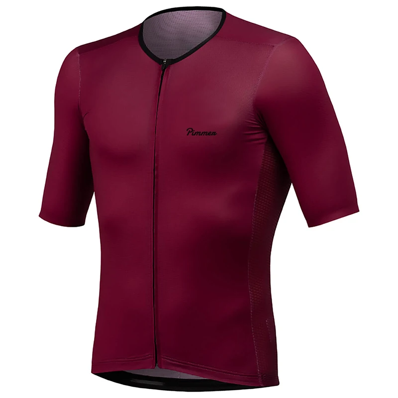 Pimmer, новинка, короткий рукав, Джерси для велоспорта, короткий рукав, одежда для велоспорта, итальянская ткань, лучшее качество, отделка, красный, серый - Цвет: Красный