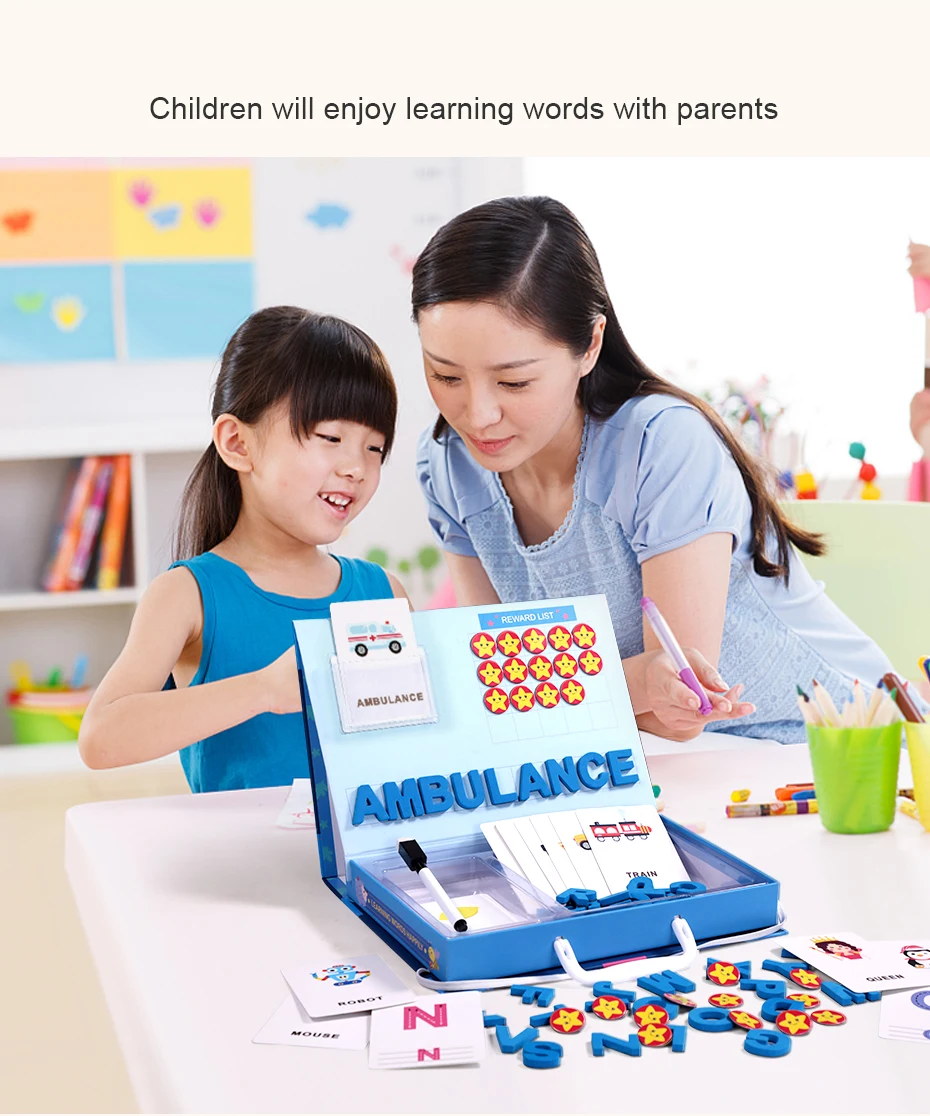 Learning English Sight Words Puzzles Card Spelling Magnetic Alphabet Letters Game Early Learning Educational Toys For kids Gifts930_27