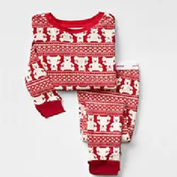 Детская Демисезонный Рождество для Обувь для девочек Дети медвежонка с длинными рукавами Блузка + Мотобрюки из 2 предметов из семейная