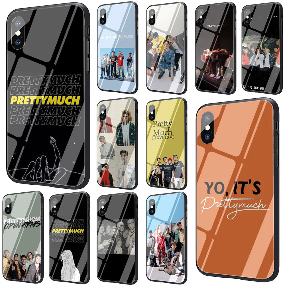 

prettymuch Tempered Glass TPU Black Case for iPhone 11 Pro X or 10 8 7 6 6S Plus Xr Xs Max