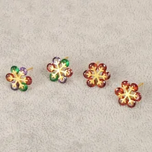 MxGxFam разноцветные/красные циркониевые серьги-гвоздики для женщин в цветочном стиле 24 k цвет чистого золота экологический хвост медь AAA