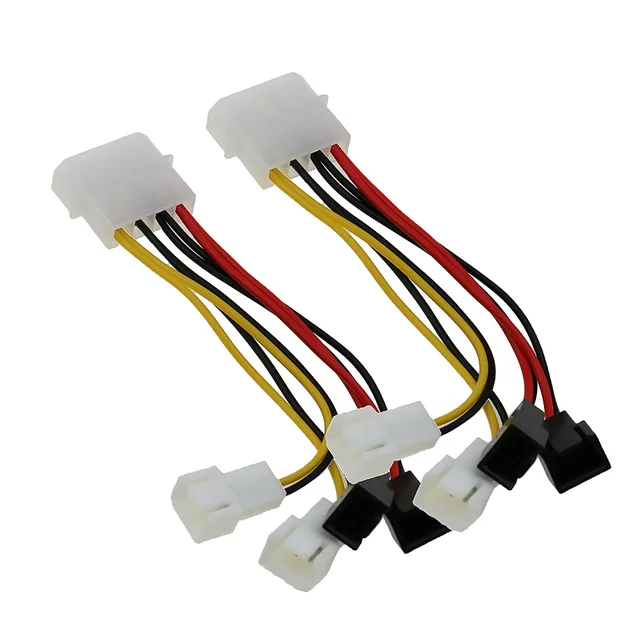2pc 4 Pin Molex To 3 Pin Fan Power Cable Adapter Connector 12V Computer