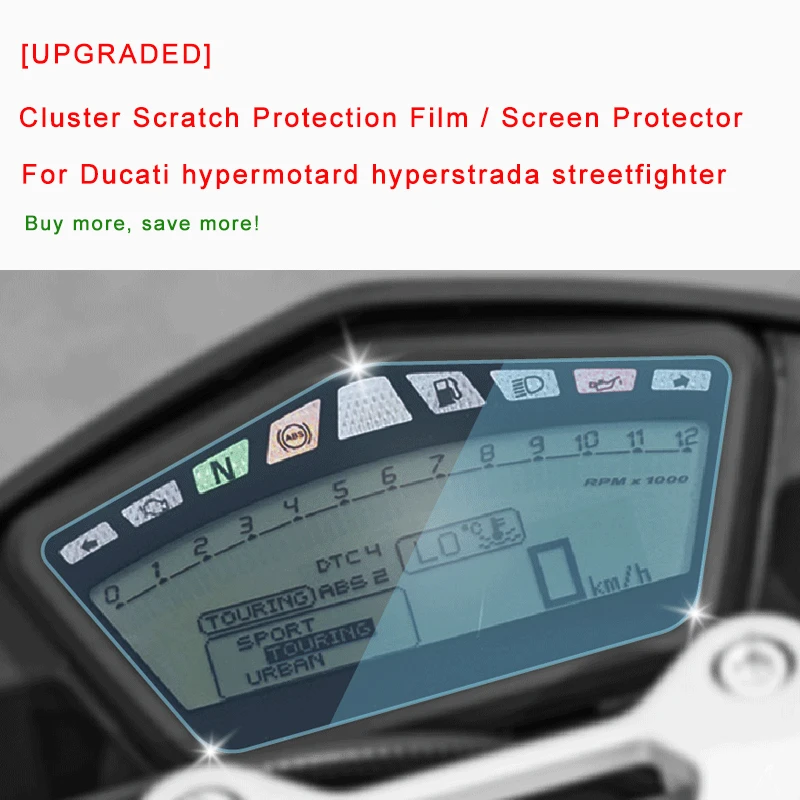 [UPGRADED] For Ducati hypermotard hyperstrada streetfighter Cluster Scratch Protection Film Screen Protector Blue Light New (4)