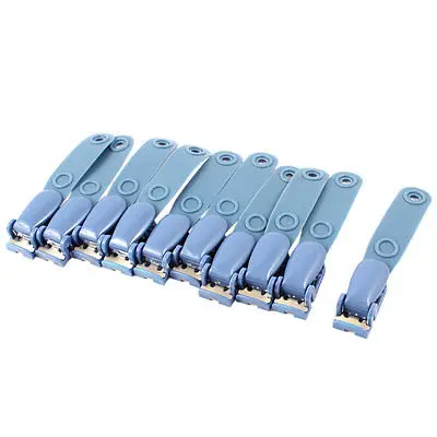 

10 Pcs Blue Plastic ID Card Holder Badge Fastener Strap Clip for Office