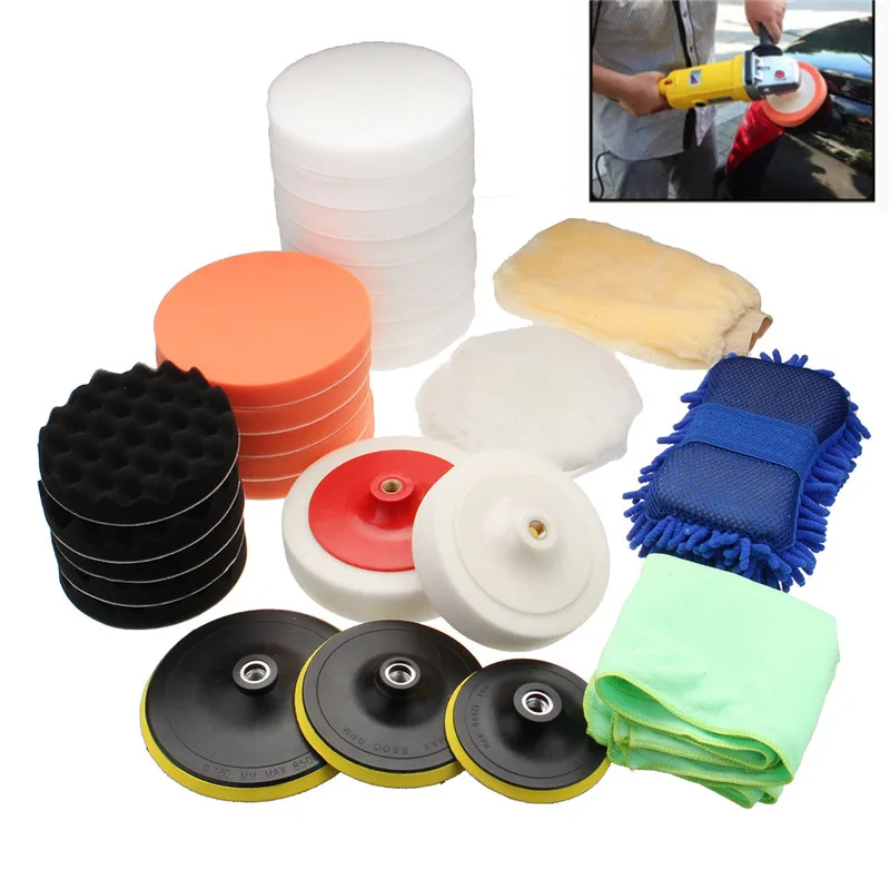 

29Pcs/set Car Polishing Sponge Pad Waxing Polishing Wheel Wool Ball Tool Buffer Car Polisher Set Auto Maintain Care With Towel