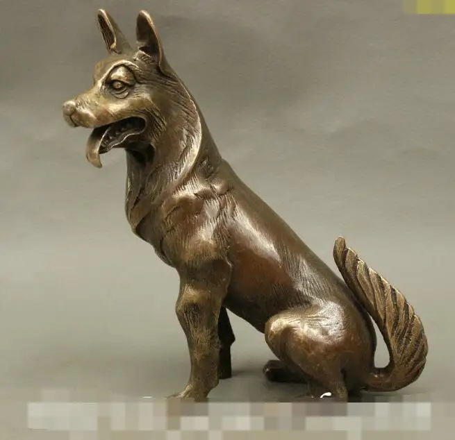 

S03355 6" Folk Art Chinese Guard Door Bronze Copper Year Zodiac Dog Home Adorn Statue B0403