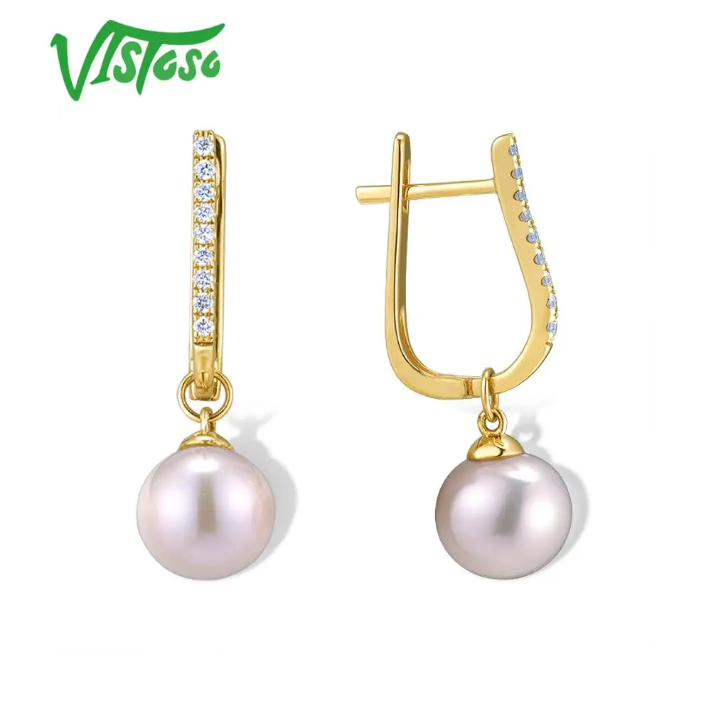 Женские серьги с бриллиантами VISTOSO Pure сережки из белого/желтого золота 14 к 585