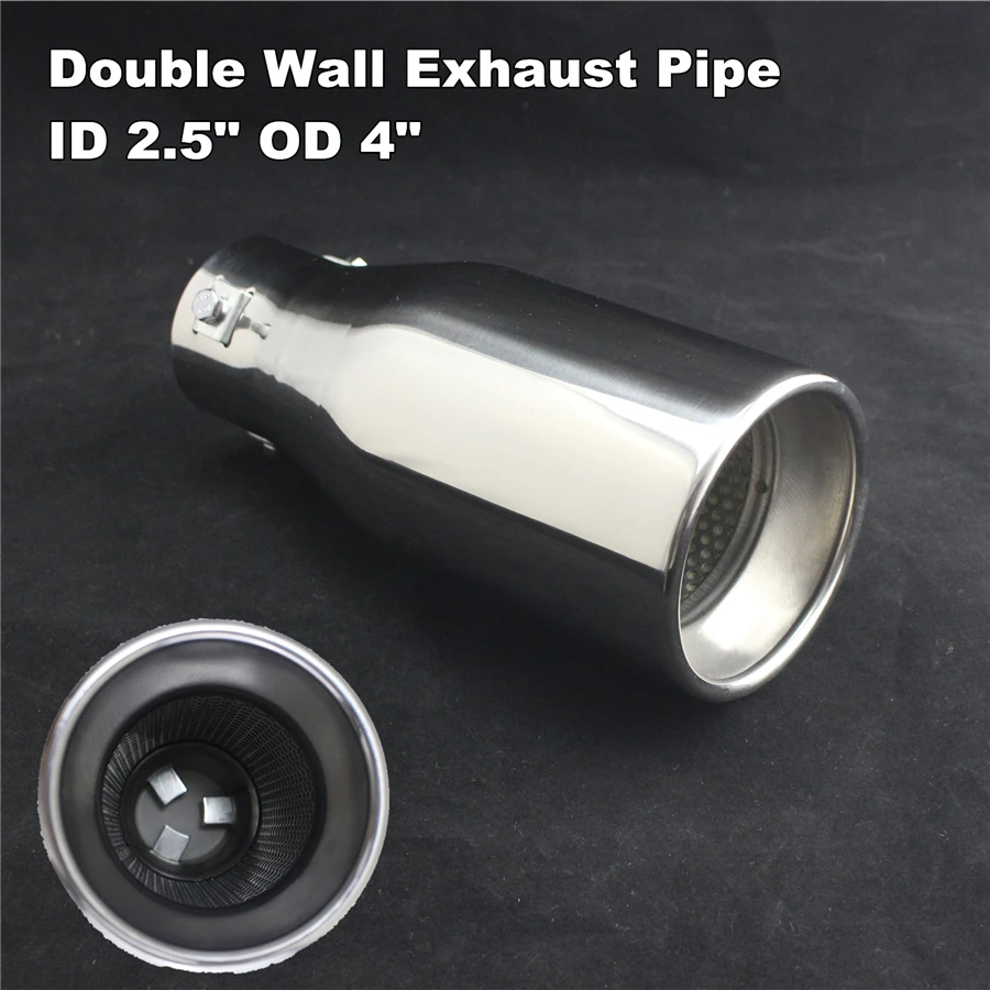 

Universal Car Exhaust Tip Auto Tail Pipe Muffler Angle Cut Outlet Nozzle 2.5" Inlet 4" Outlet