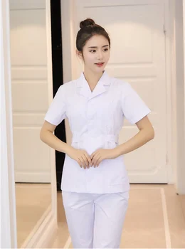 

2019 Medical clothing white Long/short sleeve tops medical coat dental lab doctor uniform womenPharmacies work clothes