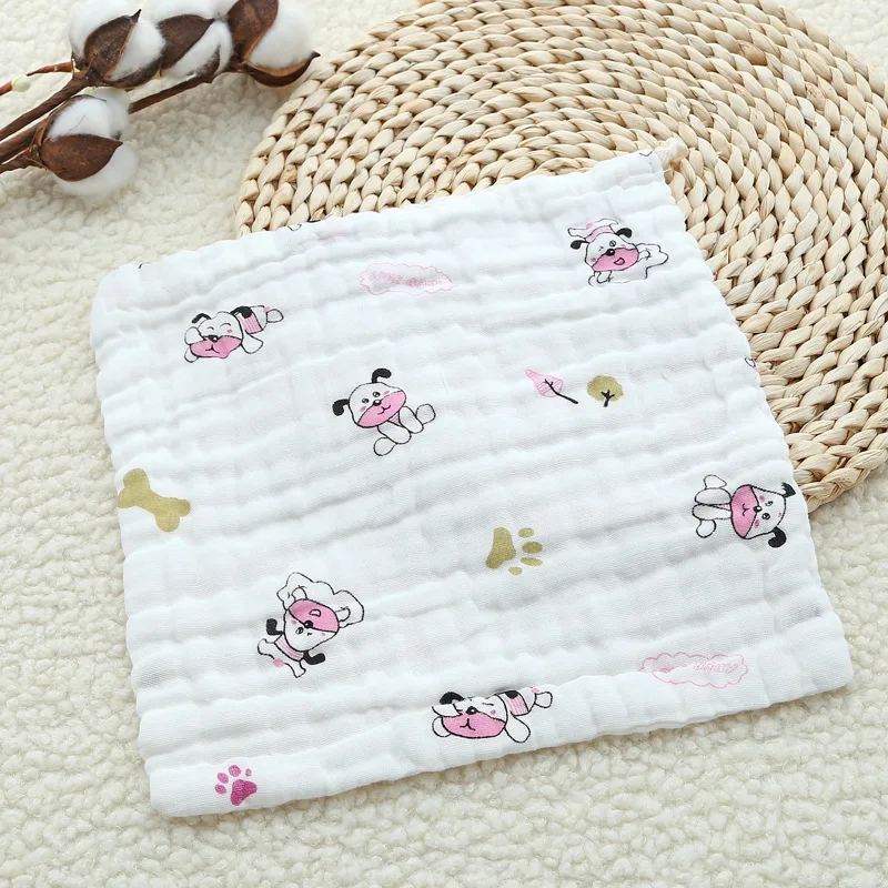 Six-layer Gauze Saliva Towel Cotton Square Towel Cartoon Printing Newborn Baby Wash Face Towel For Kids Children (4)
