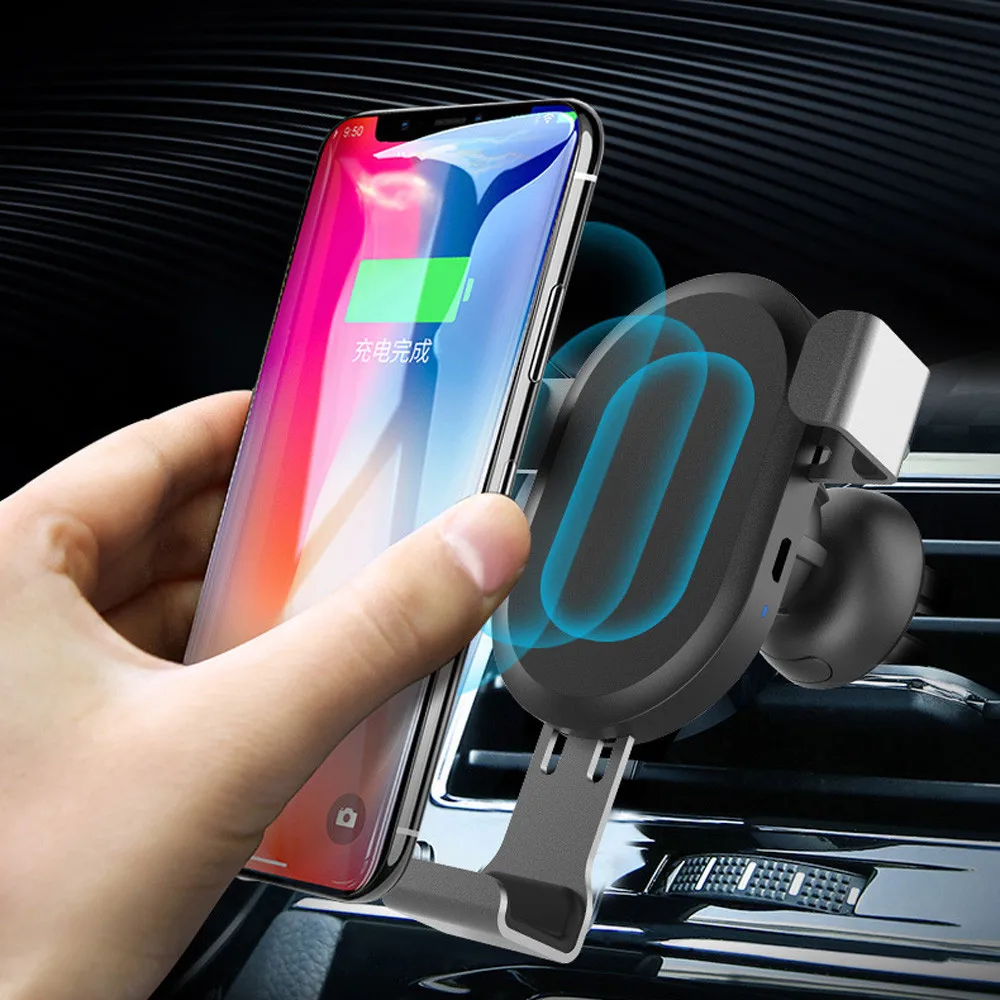 Беспроводное зарядное устройство для автомобиля, держатель для iPhone X 8 samsung S9 плюс подставка-держатель для мобильного телефона крепление, устанавливаемое на вентиляционное отверстие в салоне автомобиля Автомобильный держатель для телефона на магните