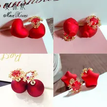 Новые модные серьги-гвоздики для женщин, красный круглый шар, свинка, геометрические вечерние серьги, подарок на свадьбу,, ювелирные изделия для ушей