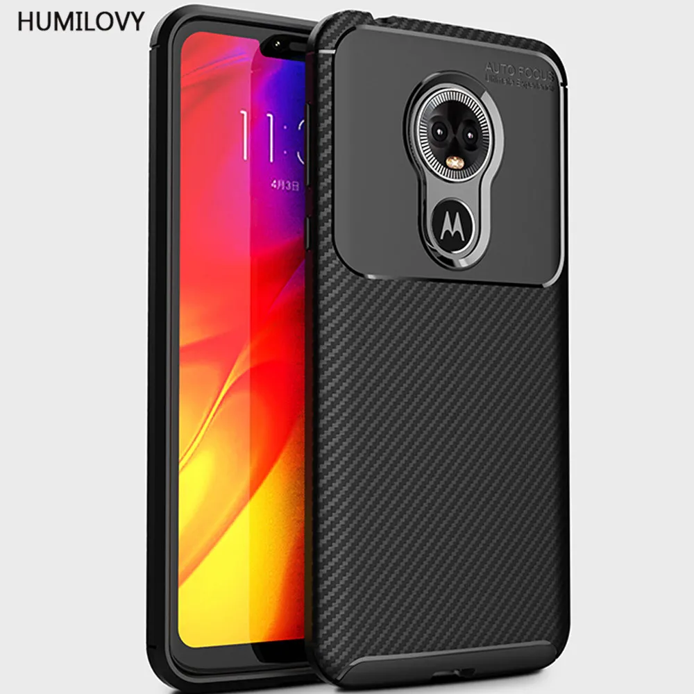 

For Motorola Moto E6 Case for Motorola E6 Cover Carbon Fiber texture Shockproof Soft TPU Back Cover For Motorola Moto E6 Fundas