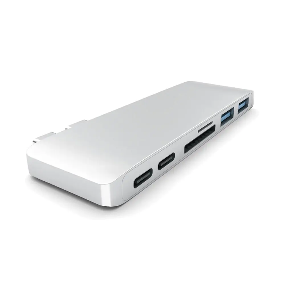 

8pcs Silver USB Type C Hub 6-in-1 Dual Type C Interface Converter Rapid Transmission