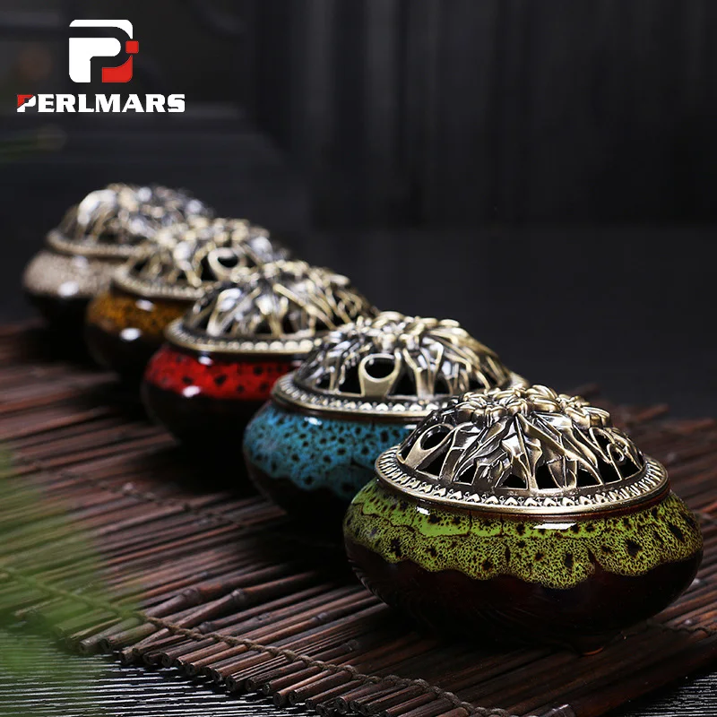 Buy Ceramic Incense Burner Retro Crackle Glaze Vintage