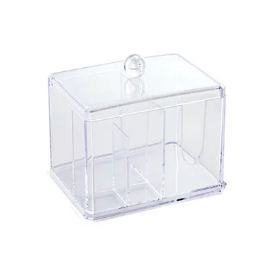 Крышка дизайн водонепроницаемый пылезащитный прозрачный макияж коробка для хранения ватных дисков Настольный маленький пластиковый ватный тампон коробка для хранения - Цвет: transparent 02
