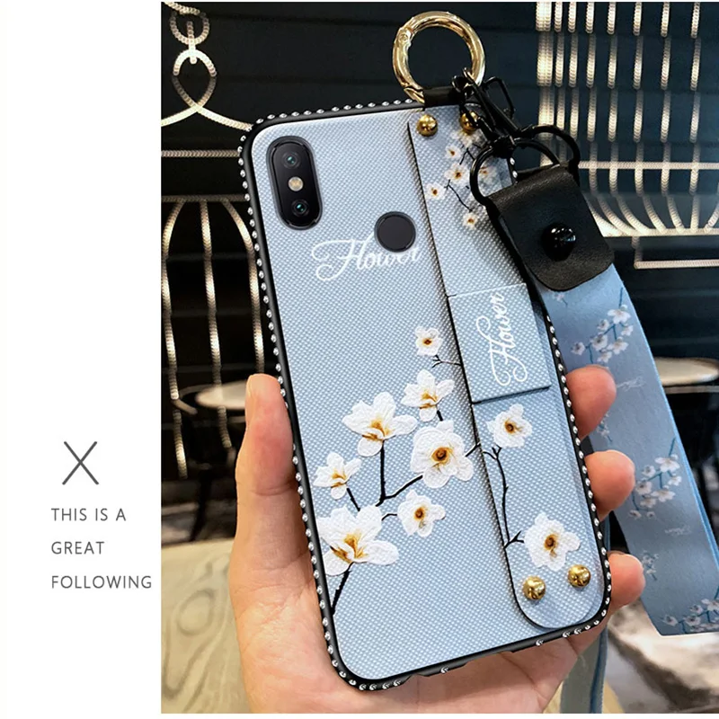 Ремешок чехол для Xiaomi Redmi A1 A2 MAX2 3 8 8SE 9 9SE Note 3 4 4X5 5A 6 6A 7 Plus Pro Lite Винтаж цветок CoverWithLanyard