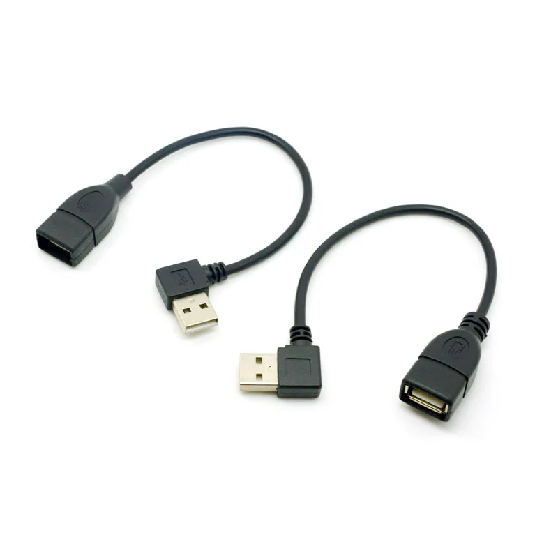 

One pair 2 pcs Left and right angled USB2.0 Male to female extension cable 20cm