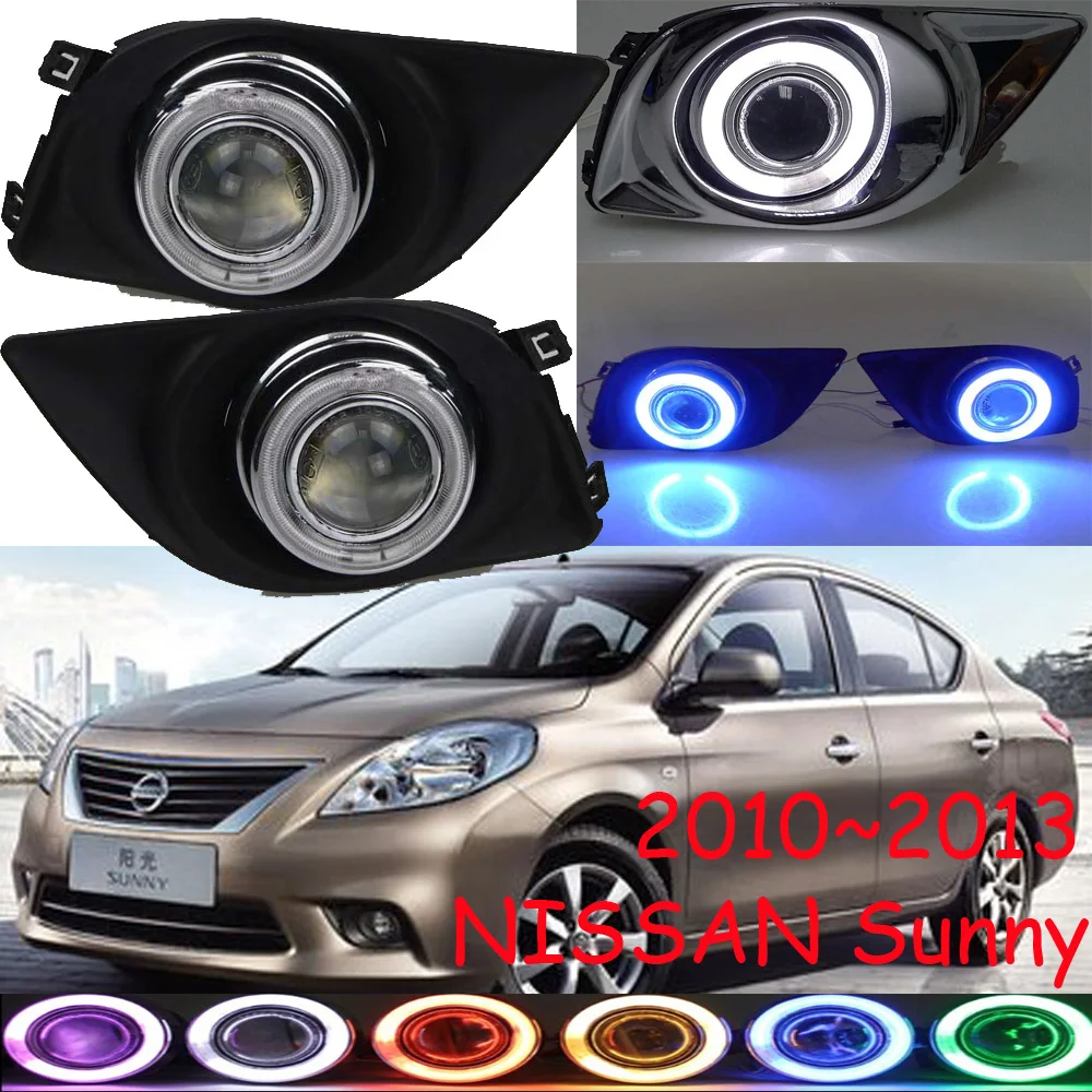 

car bumper Almera headlight for Nissan Sunny fog projector lens light 2010~2013y car accessories CCFL Sunny headlamp