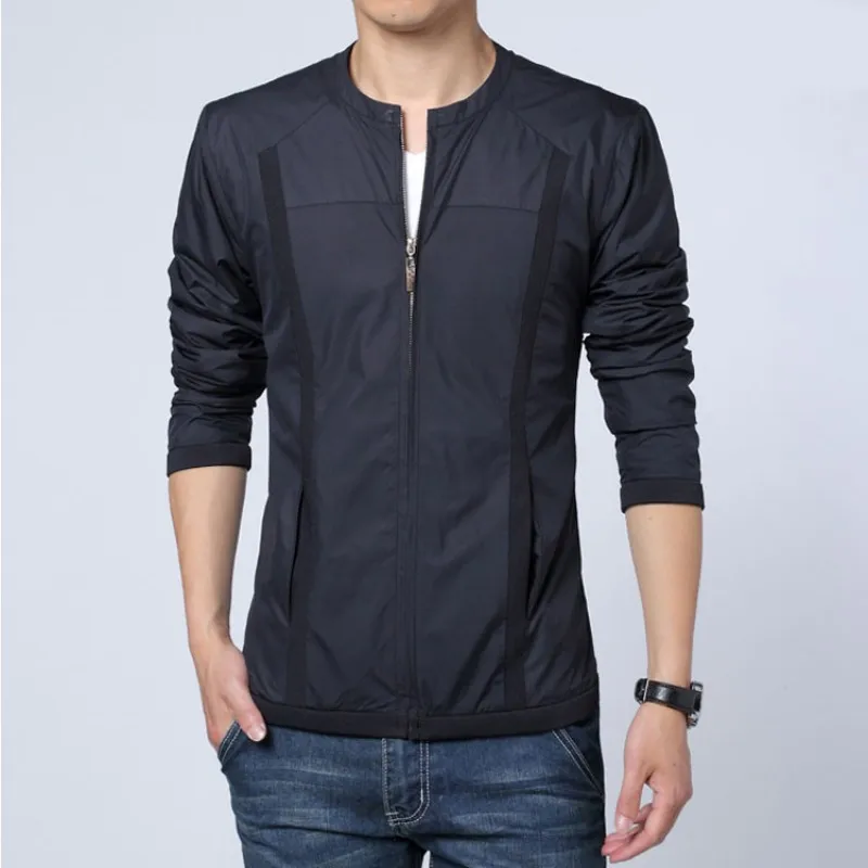 High Quality Summer Jacket Men Simple Slim Fit Streetwear Men Jacket Round Collar Long Sleeve Mens Jackets And Coats Plus Size