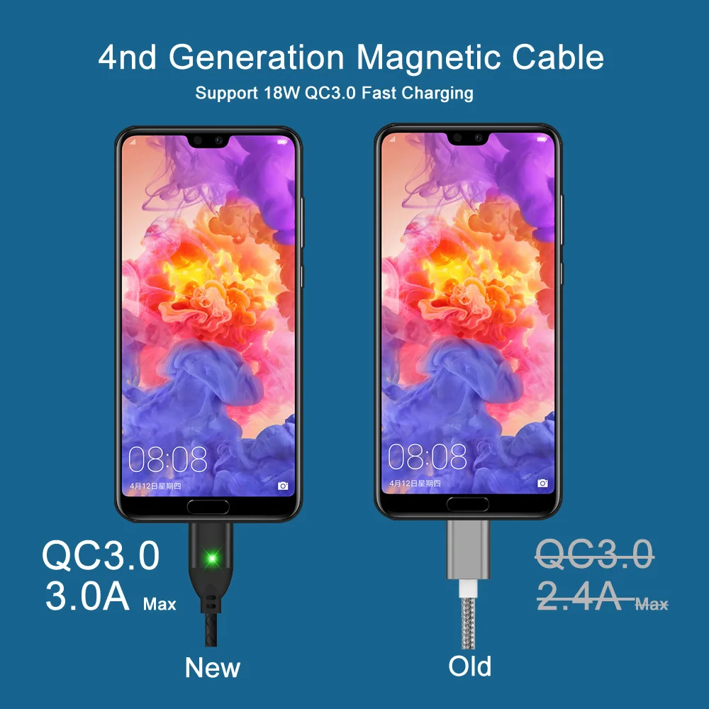 TOPK AM413A سريع شحن كابل مغناطيسي ل فون Xs ماكس Xr 8 زائد الهاتف المحمول المصغّر USB كابل و USB نوع C كابل يو إس بي C Cabl