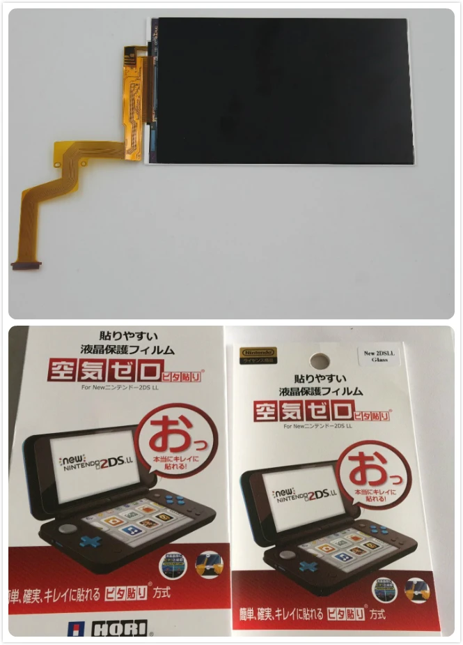 

Replacement New Upper Top Bottom Lower LCD Display Screen+protective film for Nintend NEW 2DS XL LL Repair Parts Display Panel